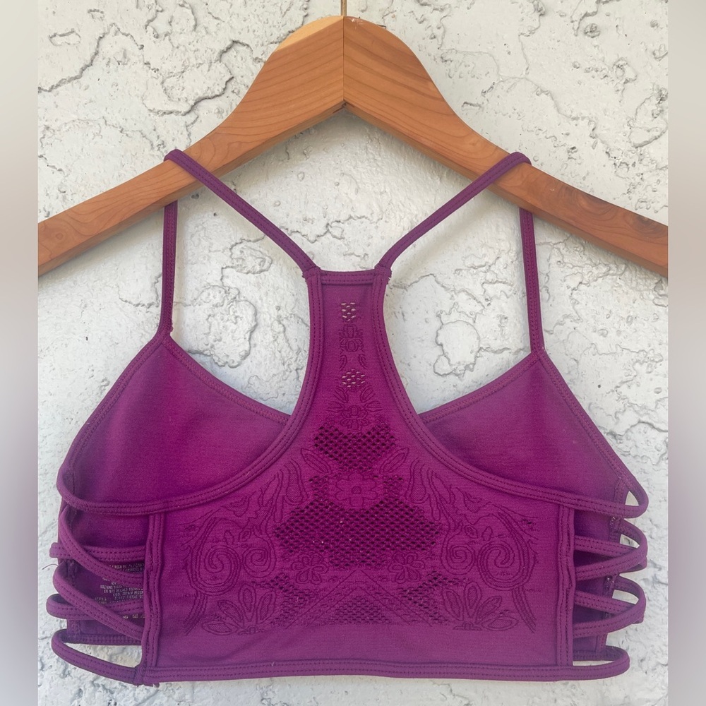 Aeropostale LLD Strappy Mesh Net Floral Design Racerback Bralette in Purple, Med